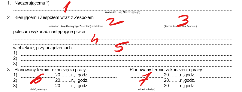 polecenie wykonania pracy kierujący zespołem