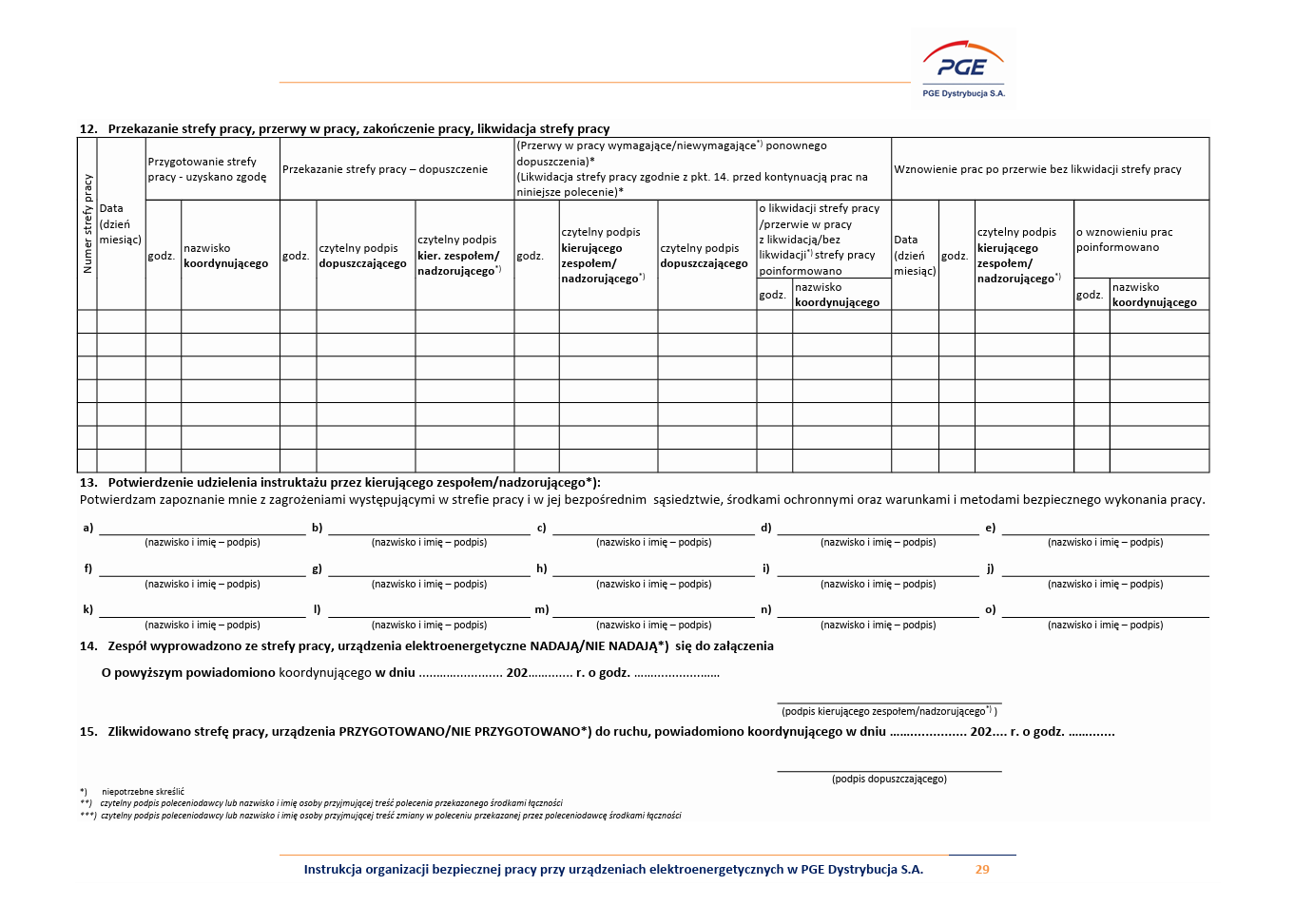 pge polecenie pisemne